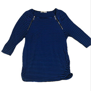 Women's Michael Kors Blue Black Striped 3/4 Sleeve Tunic XL
